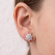 Luxury 925 Sterling Silver Sparkling Round Shape Stud Earrings
